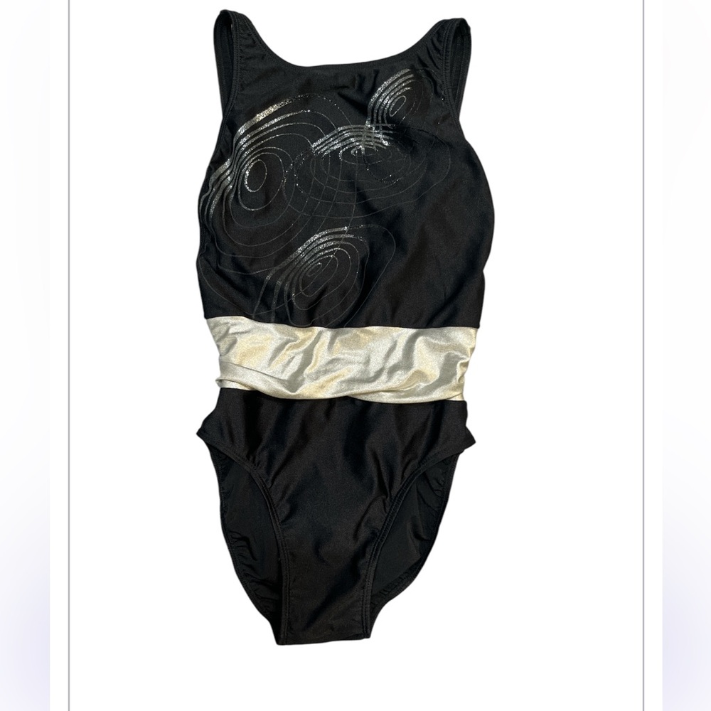 Vintage Christian Dior authentic  Black and‎ Silver Swirl Design Swimsuit